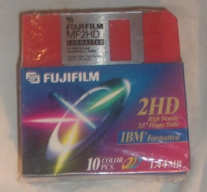 DISQUETES FUJIFILM 2 HD 3.5" COLOR PAQUETE DE 10 NUEVOS SELLADOS - Imagen 1 de 1