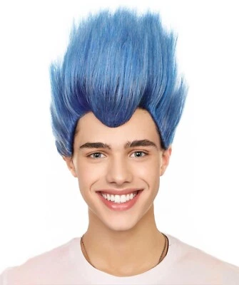 Peluca animada del Dios de la Muerte Mítica para Hombre, Peluca Azul Puntiaguda Estilo Llama 12", HM-1445 Foto 1 de 4