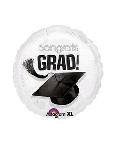 18'' Graduation School Colors - White Foil Balloon - Picture 1 of 4
