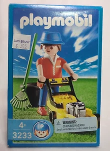 New Vintage Sealed 2001 Playmobil 3233 Groundskeeper With Lawnmower - Picture 1 of 6