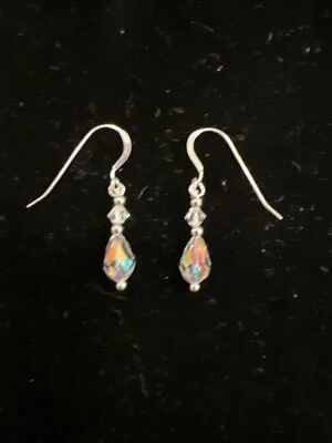 Pendientes colgantes de gancho franceses hechos a mano cuentas de plata de cristal regalo para mujer nuevos Foto 1 de 3