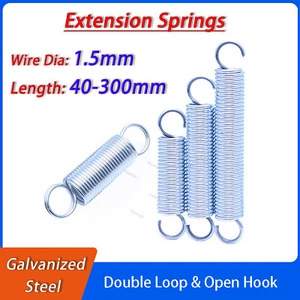 Extension Springs Wire Dia 1.5mm Galvanized Double Loop/Hook Expansion Springs - Picture 1 of 11