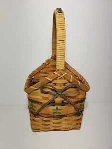Vintage Tall Woven Wicker Holiday Basket  - Picture 1 of 15