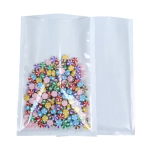 100x Gloss Clear White Back Plastic PET Poly Open Fill Bags 7x10cm 2.75x4in - Picture 1 of 3