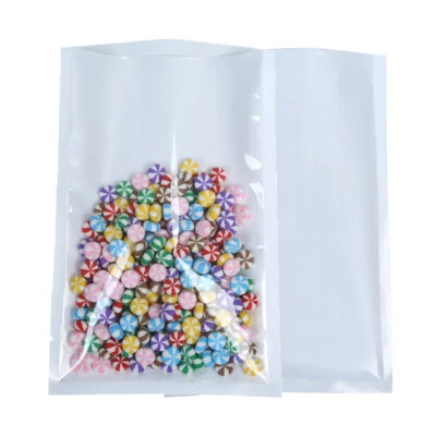 100x Gloss Clear White Back Plastic PET Poly Open Fill Bags 7x10cm 2.75x4in - image 1 of 3