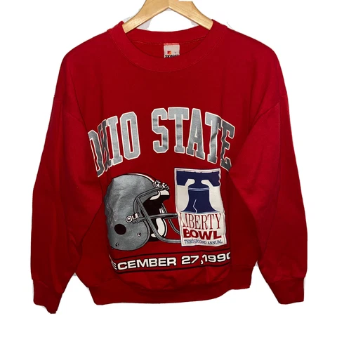 Vintage 1990 Ohio State Buckeyes Red Sweatshirt Football 50/50 Signal Size L Cover