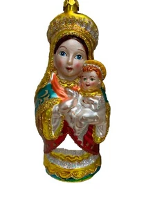 Adorno de Navidad de Vidrio Temporadas del Medio Oeste Biblia Religiosa Madre María y Niño - Imagen 1 de 5