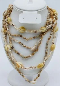 Philippines Cowrie Conch Shell Beads Necklace - Set of Three 36" Strands - Picture 1 of 8