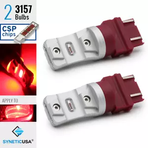 Syneticusa 3157 3156 Bright Red CSP Chip LED Brake Stop Tail Lamp Light Bulbs - Picture 1 of 7
