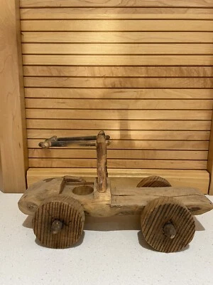 Vintage Folk Art Hand Made Wood Toy Car/Truck-FLINSTONES-Straight Out of Bedrock - Image 1 of 4