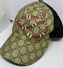Gucci Gg Baseball Cap With Web In Black Size M Snake Design On Front - Authentic