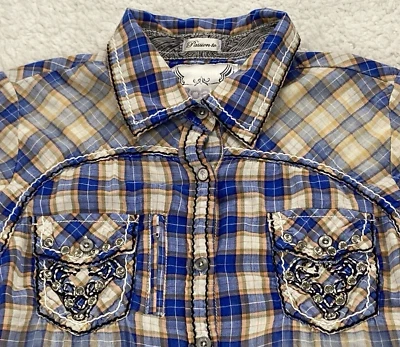 Camisa Roar Mujer M Bordada Adorno Costuras Western Cross Rodeo Vaquera Foto 1 de 4