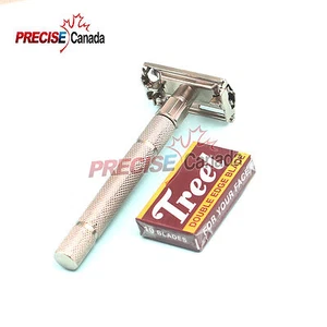 Butterfly Steel Handle Double Edge Safety Razors Clean Perfect Edges+ 10 Blades - Picture 1 of 3
