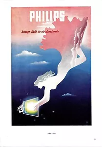 Poster originale d'epoca stampa PHILIPS LAMPADINE 1951 - Foto 1 di 1