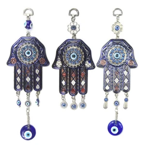 Turkish Blue Evil Eye Hamsa Hand Amulets Lucky Charm Blessing Wall Hanging Decor - Picture 1 of 17