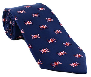 Corbata de seda Michelsons Reino Unido - pequeña con patrón Union Jack - Imagen 1 de 4