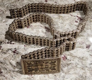 Vintage EK-35 Japan Motorcycle Chain Link Belt 1970s 39" Biker Belt Heavy Metal - Picture 1 of 6