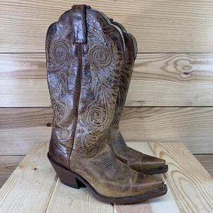 Justin Womens Cowboy Boots 6.5B L4332 Tan Damiana Cow Foot Narrow Snipped - Imagen 1 de 12