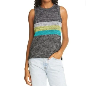 NWT!! RAG & BONE  Sport Stripe Knit Muscle Tank  Grey Size S - Picture 1 of 7
