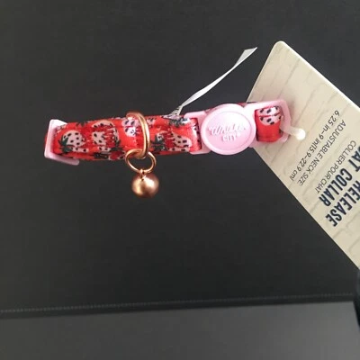 Whisker City Easy-Release Cat Kitten Collar Strawberry  6.2-9" w/Gingle Bell - Image 1 of 4
