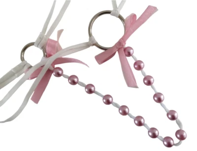 Nuevas juntas tóricas hechas a mano con cuentas GString rosa blanco regalo Foto 1 de 4