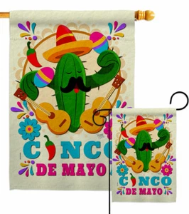 Mr. Cactus Mayo Garden Flag Cinco de Summer Decorative Gift Yard House Banner - Picture 1 of 17
