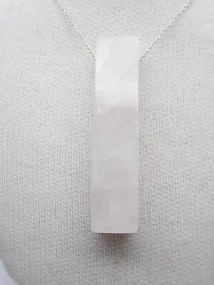 Girocollo in Argento 925 e Quarzo Rosa Naturale - Ciondolo Pietra Dura -Pendente - Immagine 1 di 4