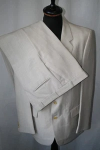 Vtg 70's Aquascutum beige mod revival 2 pce summer suit 42" R W 36" L 31" - Picture 1 of 21