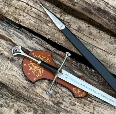 Espada Anduril Narsil hecha a mano personalizada de acero al carbono espada de exhibición de pared con vaina Foto 1 de 4