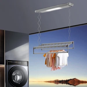 Electric Retractable Airing Rack W/ Remote Control & Light Clothes Drying Rack - Picture 1 of 14