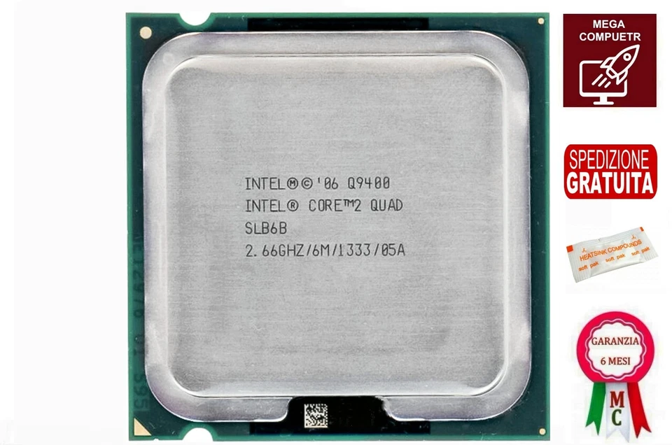 PROCESSORE SOCKET LGA 775 INTEL QUAD CORE Q9400  &  SLB6b - Immagine 1 di 1