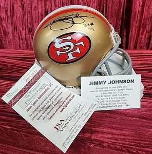 JIMMY JOHNSON 49ERS HOF 94 NFL COA JSA AUTO signed Autogramm Mini Helm - Bild 1 von 10