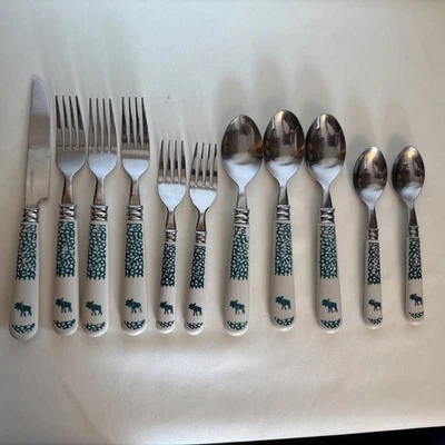 Tienshan MOOSE COUNTRY Stainless Plastic Silverware Flatware Folk Craft Lot/11 - Image 1 of 4