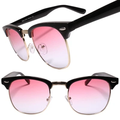 Gafas de sol elegantes con montura de cuerno para hombre y mujer con lentes de dos tonos rosa y azul Foto 1 de 4