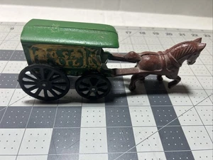 Vintage Gusseisen US Mail Pferd Pony Express Buggy Kutsche Wagen Spielzeug Sammlerstück - Bild 1 von 6