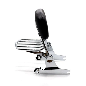 Chrome Backrest Sissy Bar Pad Luggage Rack For Harley Softail Custom 06-18 - Picture 1 of 14