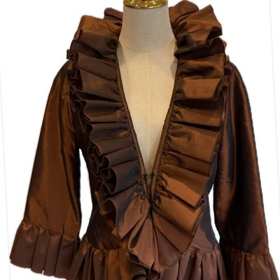 St. John NWOT  Copper Ruffled Taffeta Formal Cape Jacket Size 8 - Image 1 of 4