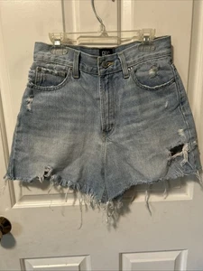 Pantalones Cortos de Jean BDG Dobladillo Crudo y Cintura Alta Ligeros Lavados a la Piedra Talla 27 Estilo Línea A - Imagen 1 de 7