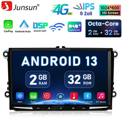 Android 13 2+32G CarPlay Autoradio Für VW Golf 5 6 Passat Polo Touran Tiguan SWC - Bild 1 von 4