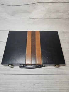 Vintage BACKGAMMON Game by Reiss - COMPLETE - Briefcase style - Brown/Blk - Picture 1 of 18