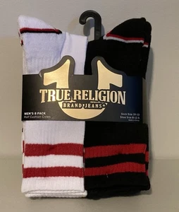 Men’s Socks True Religion Size 10-13 Half Cushion Crews 8 Pair Pack NEW - Picture 1 of 6