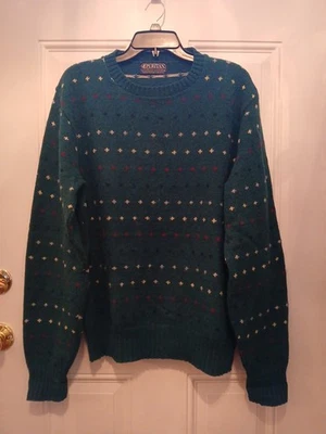Suéter de Colección Años 80 Puritan Shetland Mezcla de Lana Verde Hecho en EE. UU. Cuello Redondo Para Mujer XL Foto 1 de 4