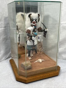 Hopi Kachina / Katsina Doll White Buffalo by Ty Duwyenie with Glass Display Case - Picture 1 of 13