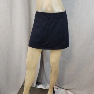 Lands End Solid Black Elastic Waist Gold Tennis Stretch Skort Skirt Size 6 SMALL - Picture 1 of 6