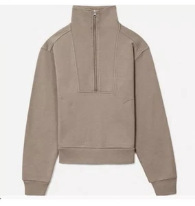 Everlane The Track Half Zip Sweatshirt Blush Womens SMALL  Organic Cotton - Picture 1 of 4