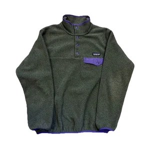 Y2K Patagonia Synchilla grau lila Fleece Knopf Druckknopf Jacke Damen M H3 - Bild 1 von 14