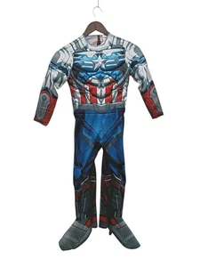 Captain America Avengers Jumpsuit Up Muscle Costume Cover Shoes Marvel Boy Small - Picture 1 of 18