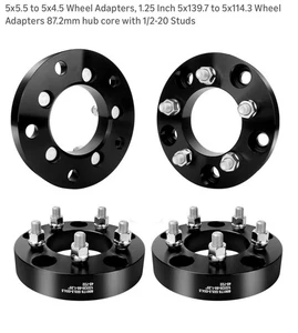 4 Pieces 5x5.5 to 5x4.5 Wheel Adapters, 1.25 Inch 5x139.7 to 5x114.3, 87.2mm hub - Picture 1 of 13