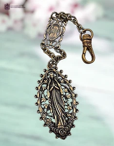 Schlüsselanhänger Dame von Lourdes und Jungfrau Maria Erbstück, Clip-on Chaplet|Massive Bronze - Bild 1 von 4