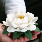 4.1"Chinese White Porcelain Beautiful Large Peony Flower Statue Home Decoration
